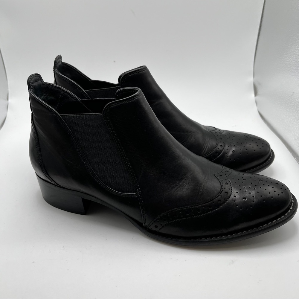 Paul Green Chelsea Black Leather Wingtip Heel Boots size UK 3.5 US 6
